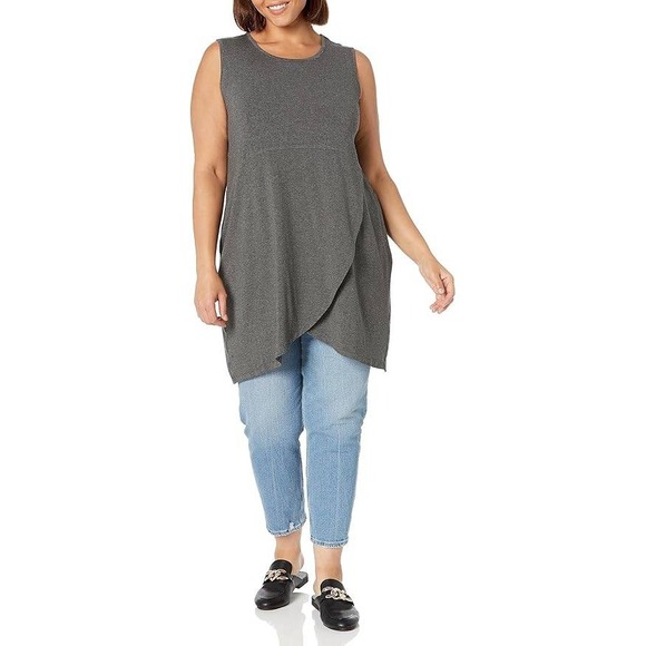 NWT Zim & Zoe Lounge Gray Sleeveless Jersey Knit Tunic Size‎ 16 - Picture 1 of 9